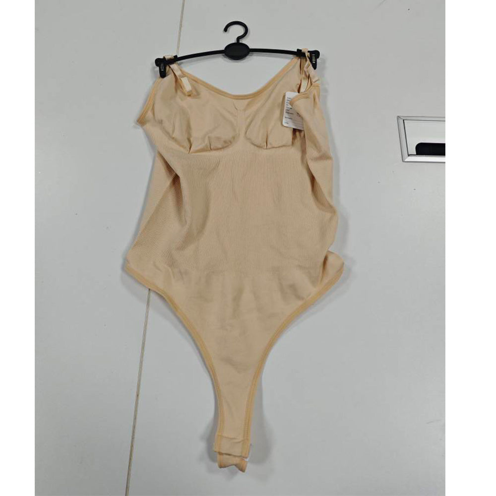 Seamless tummy control thong bodysuit, beige full-body shaper – SavvyGirl