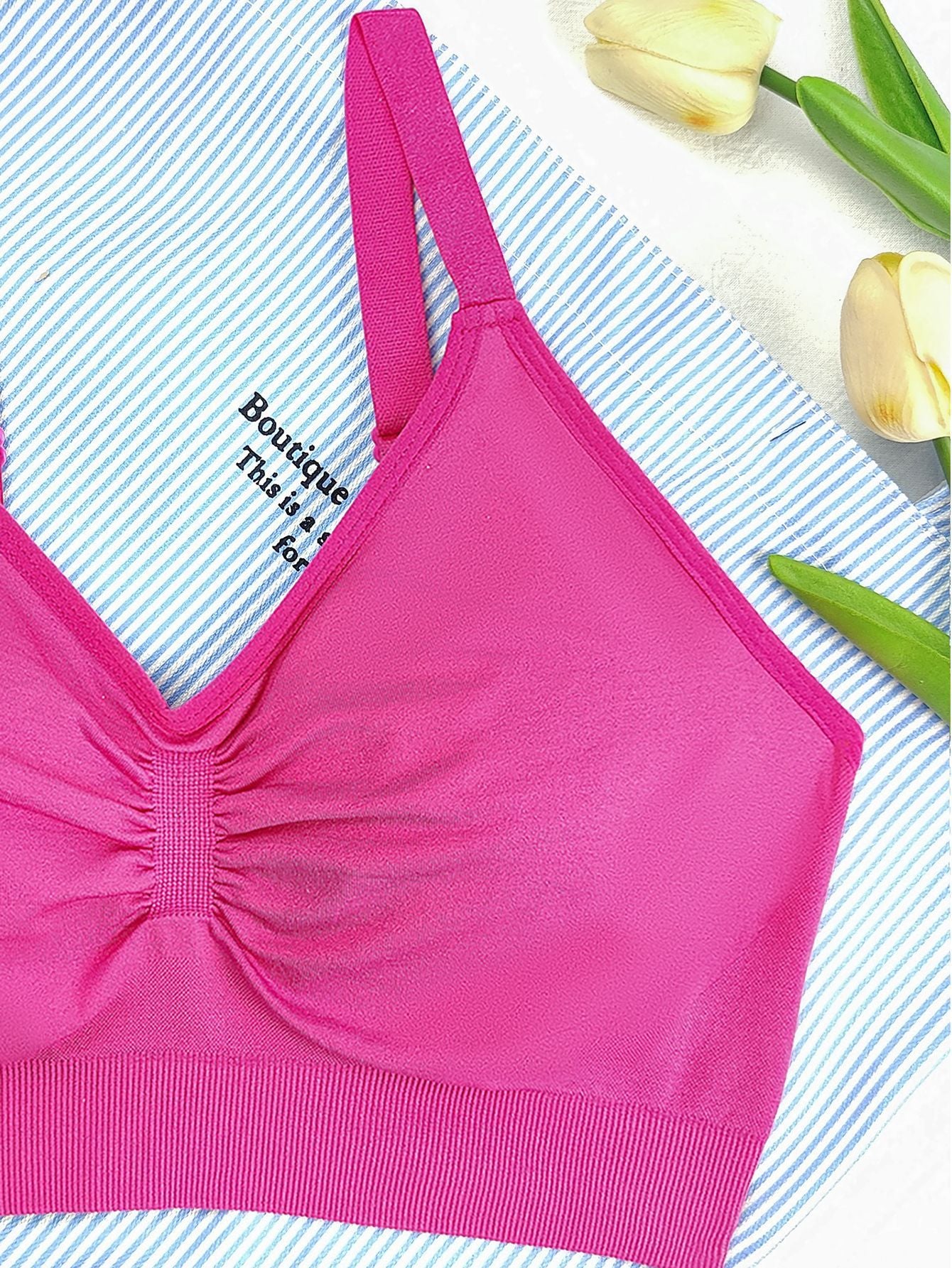 Women's Wireless Bra Comfort No Underwire Unlined Cami Bra Seamless Sports Bra