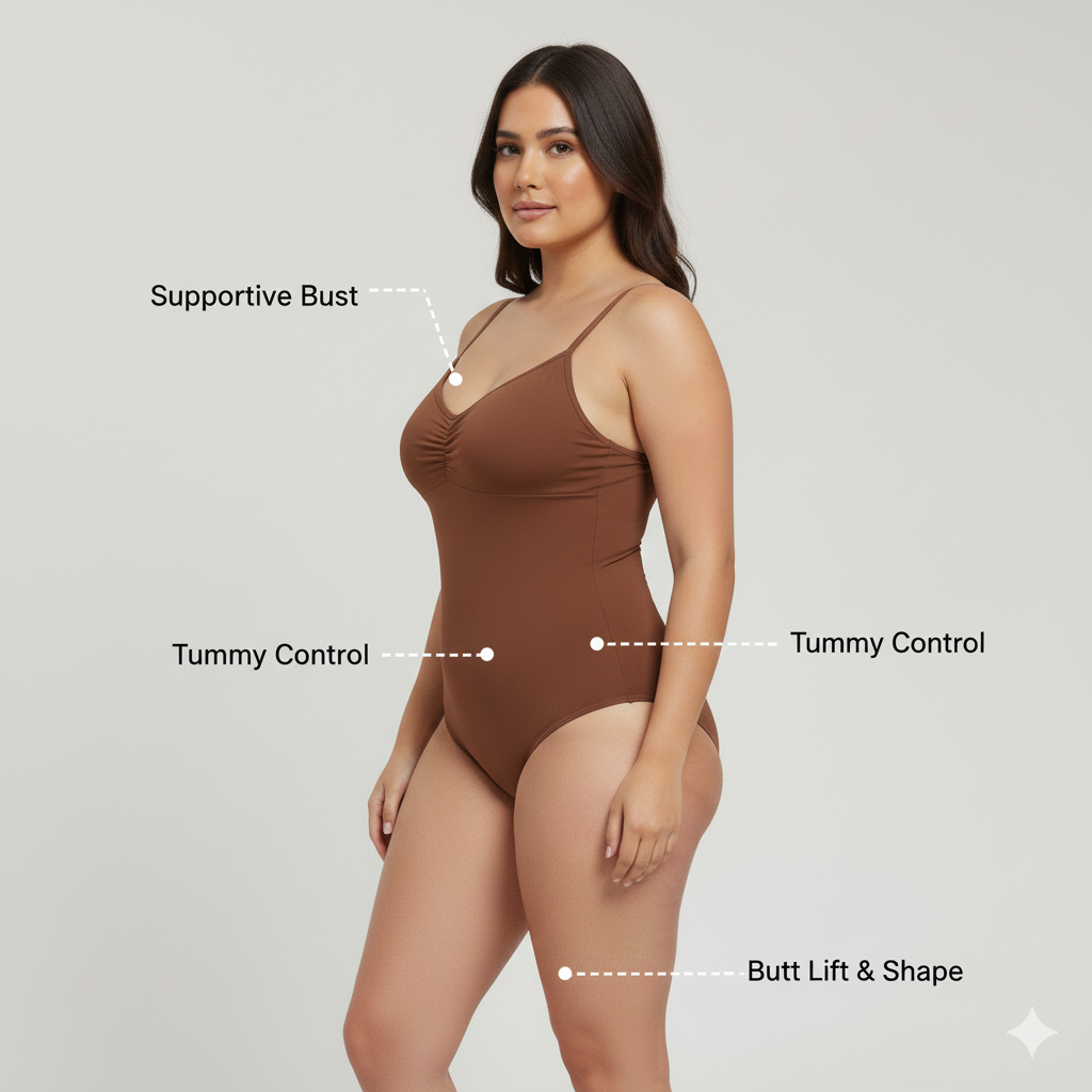 Seamless Tummy Control Thong Bodysuit – Women’s Shapewear Jumpsuit Fit