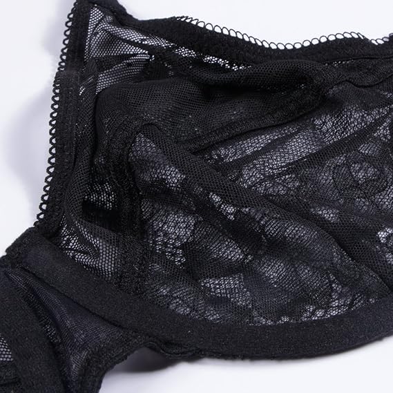Floral Lace  Underwire Unlined Unpadded Full Coverage Bra