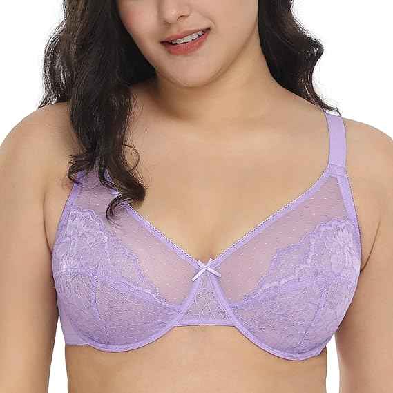 Floral Lace  Underwire Unlined Unpadded Full Coverage Bra
