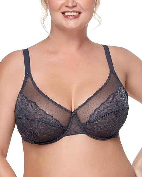 Floral Lace  Underwire Unlined Unpadded Full Coverage Bra