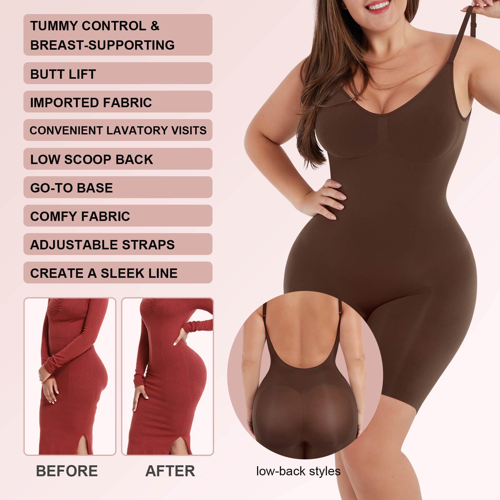 Tummy Control Shapewear Bodysuit – Slimming Butt Lifter & Thigh Slimmer for Women